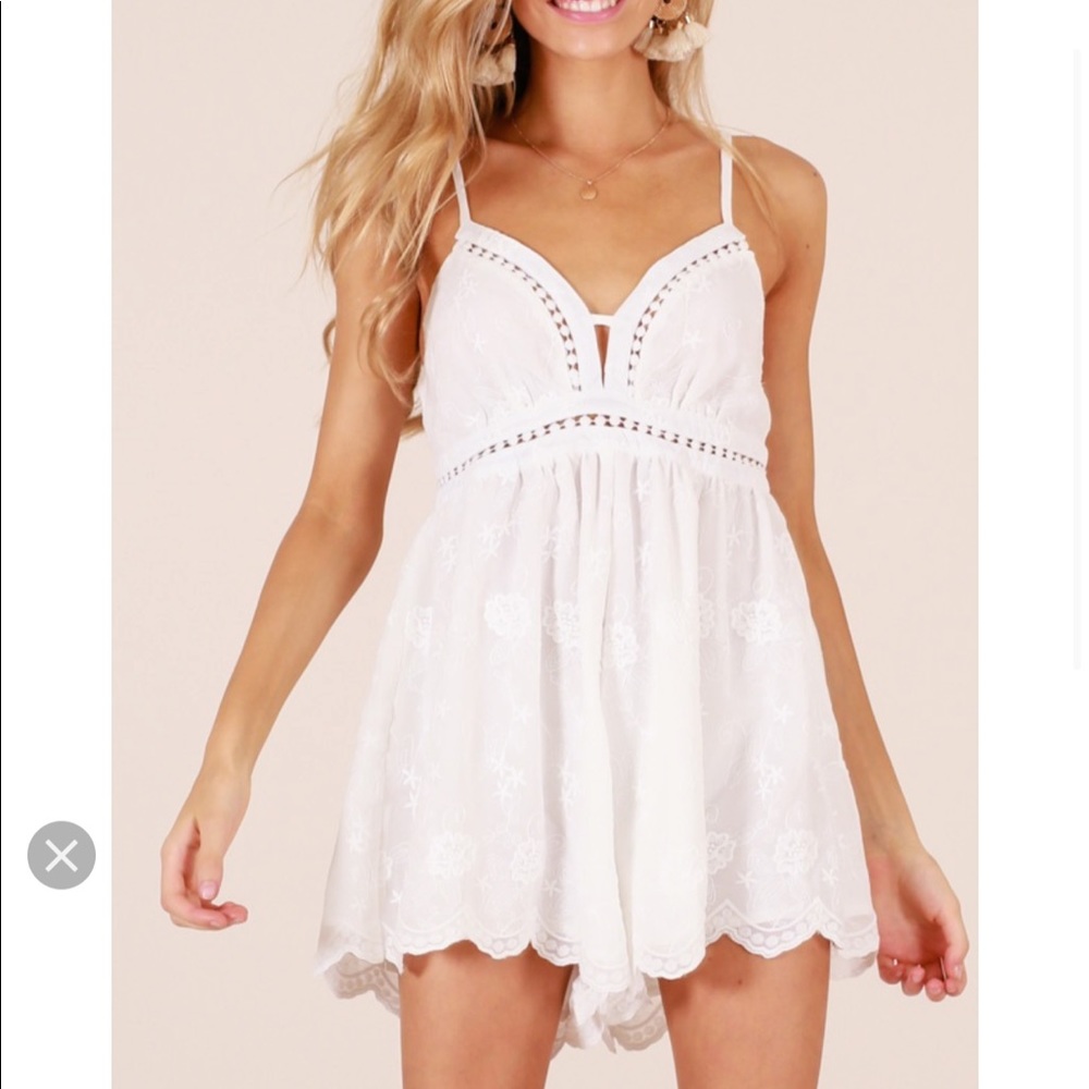 Showpo White Lace Playsuit NWT